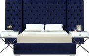 Contemporary navy king bed w/ side panels in tufted style additional photo 2 of 1