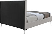 Cream linen fabric textured stylish modern king size bed by Meridian additional picture 8