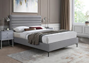 Gray linen fabric textured stylish modern full bed additional photo 5 of 8