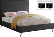 Gray velvet casual style bed w/ gold & silver legs by Meridian additional picture 4