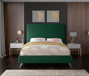 Green velvet casual style bed w/ gold & silver legs by Meridian additional picture 2