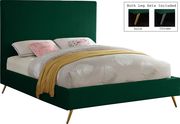 Green velvet casual style bed w/ gold & silver legs by Meridian additional picture 4