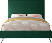 Green velvet casual style king bed w/ gold & silver legs by Meridian additional picture 2
