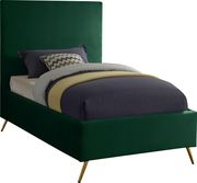 Green velvet casual style twin bed w/ gold & silver legs by Meridian additional picture 2