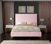 Pink velvet casual style full bed w/ gold & silver legs by Meridian additional picture 2