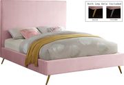 Pink velvet casual style king bed w/ gold & silver legs additional photo 4 of 3