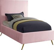 Pink velvet casual style twin bed w/ gold & silver legs by Meridian additional picture 2