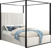 Contemporary velvet canopy king bed in cream by Meridian additional picture 3
