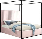 Contemporary velvet canopy queen bed in pink by Meridian additional picture 4