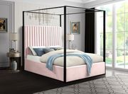 Contemporary velvet canopy king bed in pink by Meridian additional picture 4