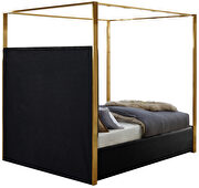 Black channel tufted brushed brass canopy bed additional photo 2 of 5