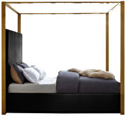 Black channel tufted brushed brass canopy bed additional photo 3 of 5