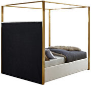 Cream channel tufted brushed brass canopy bed additional photo 2 of 5