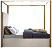 Cream channel tufted brushed brass canopy bed additional photo 4 of 5