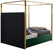Green channel tufted brushed brass canopy king bed additional photo 2 of 5