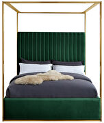 Green channel tufted brushed brass canopy king bed additional photo 4 of 5
