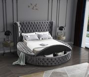 Exclusive round tufted platform king bed w/ storage by Meridian additional picture 9