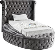 Exclusive round tufted platform twin bed w/ storage by Meridian additional picture 7