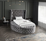 Exclusive round tufted platform twin bed w/ storage by Meridian additional picture 9