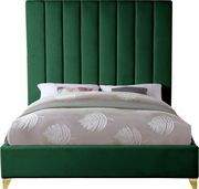 Modern green velvet platform king bed by Meridian additional picture 2