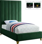 Modern green velvet platform twin bed by Meridian additional picture 2