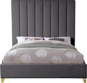 Modern gray velvet platform bed by Meridian additional picture 4