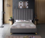 Modern gray velvet platform full bed by Meridian additional picture 3