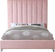 Modern pink velvet platform king bed by Meridian additional picture 2