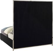 Chrome metal / black leather designer queen bed additional photo 2 of 4