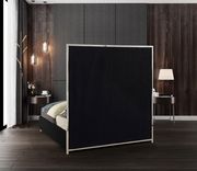 Chrome metal / black leather designer queen bed by Meridian additional picture 3