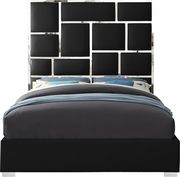 Chrome metal / black leather designer queen bed by Meridian additional picture 4