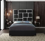Chrome metal / black leather designer queen bed by Meridian additional picture 5