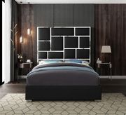 Chrome metal / black leather designer queen bed additional photo 5 of 4