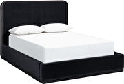 Black fabric upholstered king bed w/ walnut wood base by Meridian additional picture 12