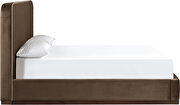 Brown fabric upholstered king bed w/ walnut wood base by Meridian additional picture 9