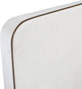 Cream fabric upholstered twin bed w/ walnut wood base by Meridian additional picture 11