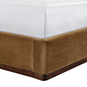 Saddle fabric upholstered king bed w/ walnut wood base by Meridian additional picture 8