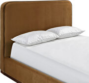 Saddle fabric upholstered king bed w/ walnut wood base by Meridian additional picture 10