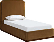 Saddle fabric upholstered twin bed w/ walnut wood base by Meridian additional picture 11