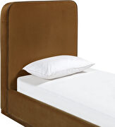 Saddle fabric upholstered twin bed w/ walnut wood base by Meridian additional picture 8