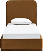 Saddle fabric upholstered twin bed w/ walnut wood base by Meridian additional picture 10