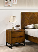 Mid-century industrial style coffee wood finish king bed additional photo 2 of 8