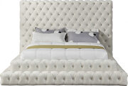 Cream velvet tiered design tufted contemporary bed by Meridian additional picture 4