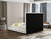Cream velvet tiered design tufted contemporary king bed by Meridian additional picture 7