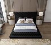Black velvet tiered design tufted contemporary bed by Meridian additional picture 2
