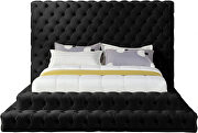 Black velvet tiered design tufted contemporary bed by Meridian additional picture 4