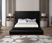 Black velvet tiered design tufted contemporary bed by Meridian additional picture 5