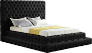Black velvet tiered design tufted contemporary king bed by Meridian additional picture 2