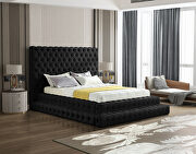 Black velvet tiered design tufted contemporary king bed by Meridian additional picture 3