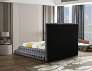 Gray velvet tiered design tufted contemporary bed by Meridian additional picture 3